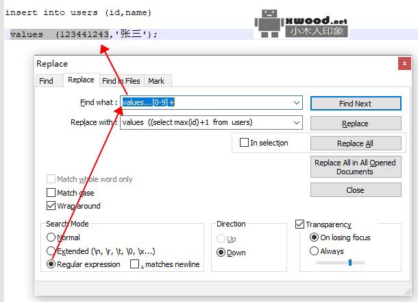 notepad++正则表达式替换字符串使用示例(图文) notepad++正则表达式替换字符串使用示例(图文)